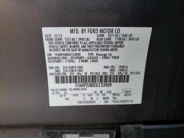 1FAHP2J80EG133909 - 2014 FORD TAURUS LIMITED GRAY photo 13