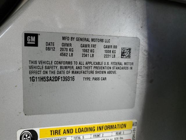 1G11H5SA2DF139316 - 2013 CHEVROLET MALIBU LTZ ვერცხლისფერი ფოტო 13