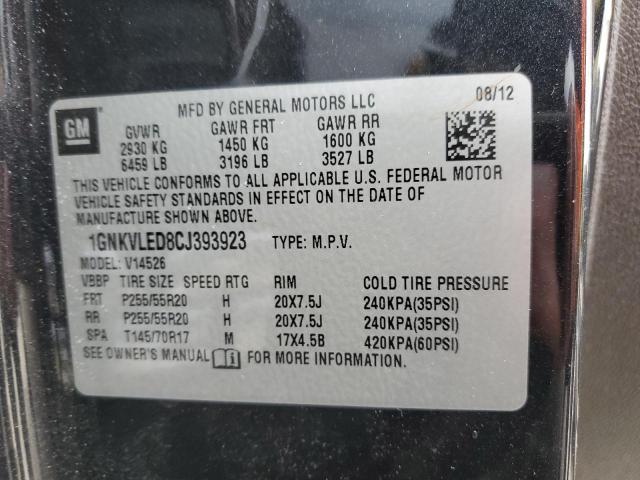 1GNKVLED8CJ393923 - 2012 CHEVROLET TRAVERSE LTZ BLACK photo 13