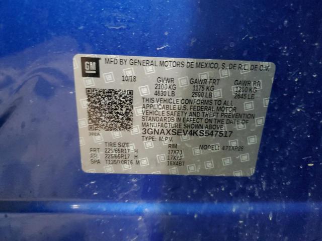 3GNAXSEV4KS547517 - 2019 CHEVROLET EQUINOX LS BLUE photo 13