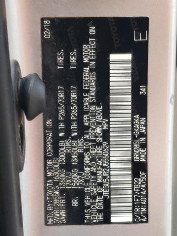 JTEBU5JR2J5550629 - 2018 TOYOTA 4RUNNER SR5/SR5 PREMIUM 银色 照片 12