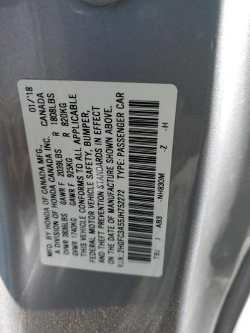 2HGFC3A55JH752272 - 2018 HONDA CIVIC SI SILVER photo 12