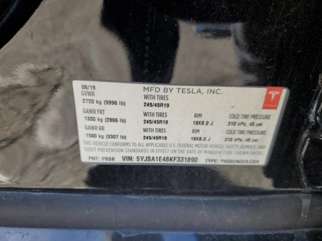 5YJSA1E48KF331890 - 2019 TESLA MODEL S BLACK photo 12