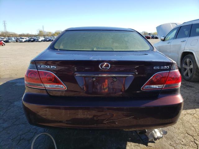 JTHBA30G665161239 - 2006 LEXUS ES 330 BURGUNDY photo 6