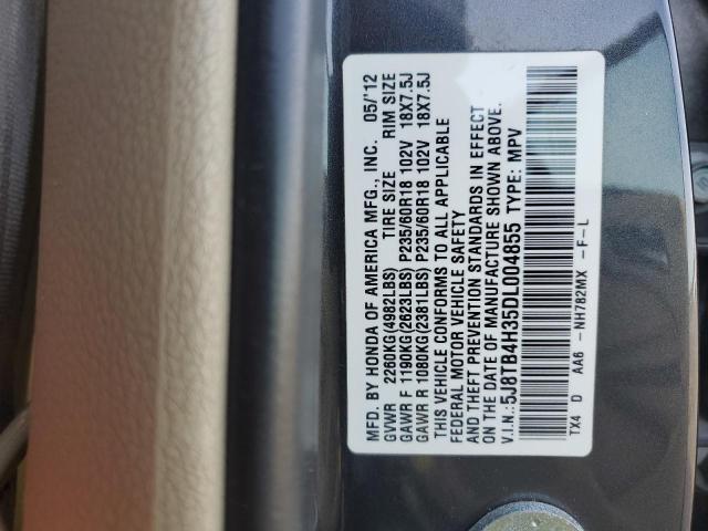 5J8TB4H35DL004855 - 2013 ACURA RDX GRAY photo 12