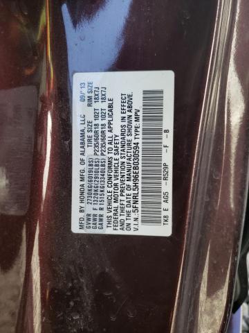 5FNRL5H96EB030594 - 2014 HONDA ODYSSEY TOURING BURGUNDY photo 14