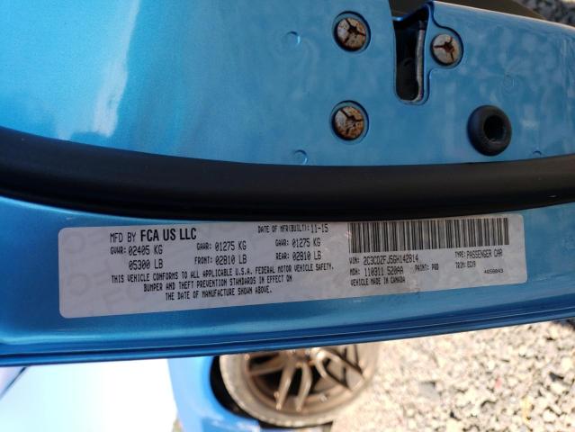 2C3CDZFJ5GH142814 - 2016 DODGE CHALLENGER R/T SCAT PACK BLUE photo 12