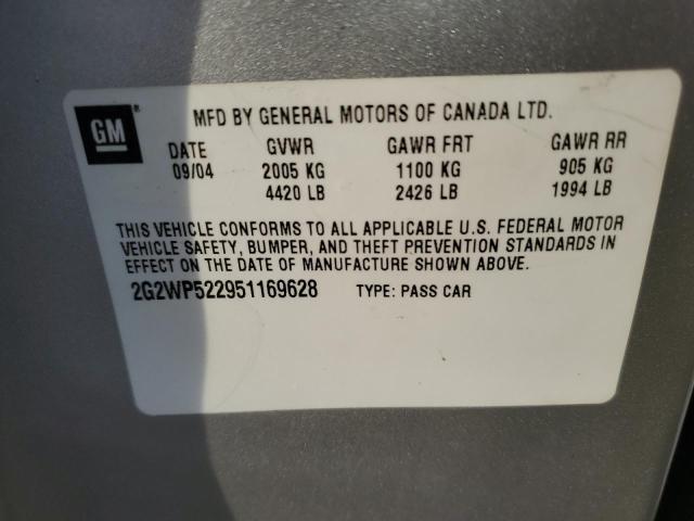 2G2WP522951169628 - 2005 PONTIAC GRAND PRIX 银色 照片 12