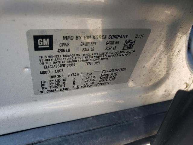 KL4CJASB4FB107994 - 2015 BUICK ENCORE SILVER photo 13