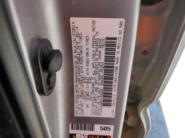 3TMJU4GN6EM168926 - 2014 TOYOTA TACOMA DOUBLE CAB PRERUNNER SILVER photo 12