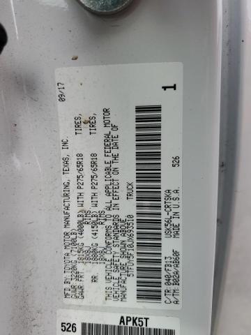 5TFUY5F10JX693510 - 2018 TOYOTA TUNDRA DOUBLE CAB SR/SR5 WHITE photo 13