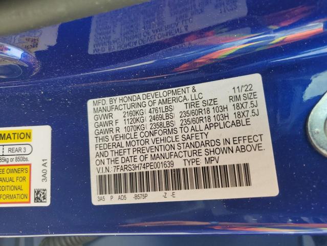 7FARS3H74PE001639 - 2023 HONDA CR-V EXL BLUE photo 12