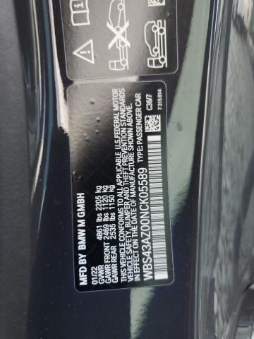 WBS43AZ00NCK05589 - 2022 BMW M4 COMPETITION CHARCOAL photo 12