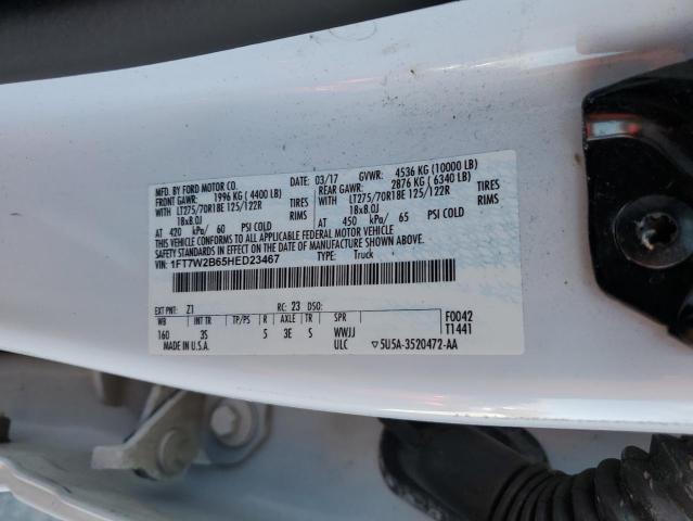 1FT7W2B65HED23467 - 2017 FORD F250 SUPER DUTY WHITE photo 12