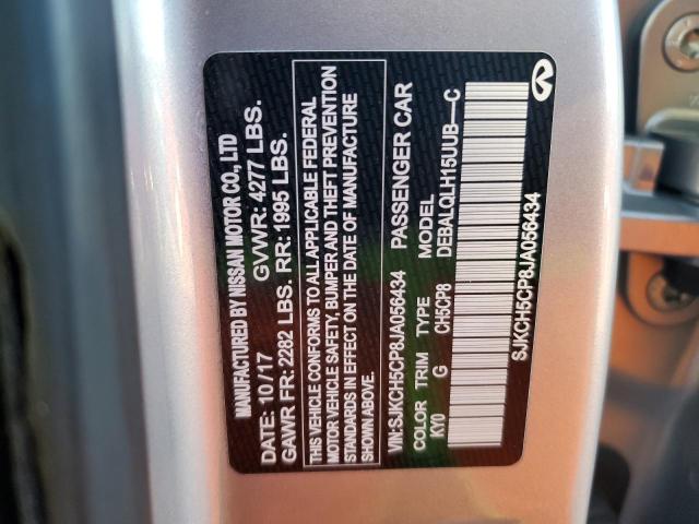 SJKCH5CP8JA056434 - 2018 INFINITI QX30 BASE فضي صورة 12