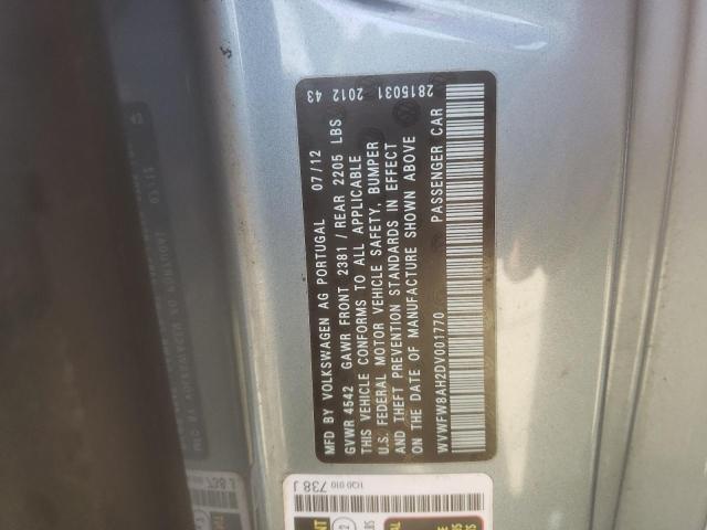 WVWFW8AH2DV001770 - 2013 VOLKSWAGEN EOS LUX 青绿色 照片 12