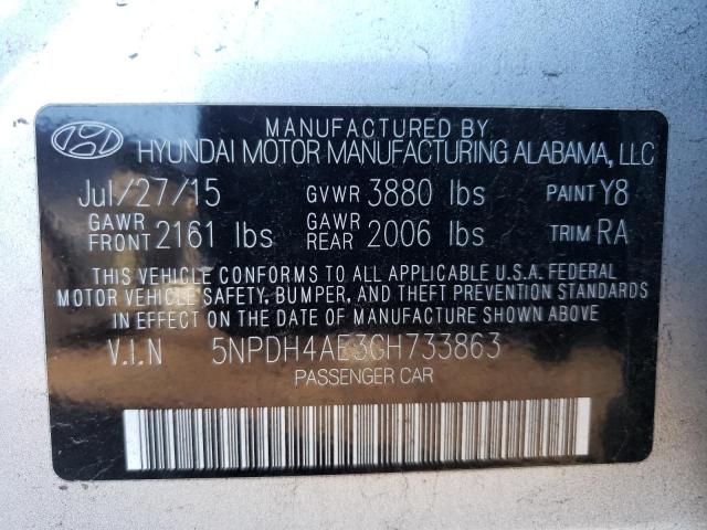 5NPDH4AE3GH733863 - 2016 HYUNDAI ELANTRA SE GRAY photo 12