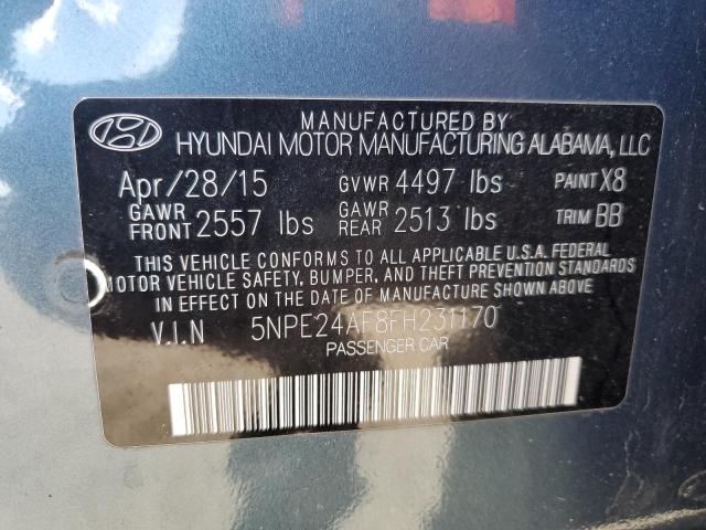 5NPE24AF8FH231170 - 2015 HYUNDAI SONATA SE BLUE photo 12