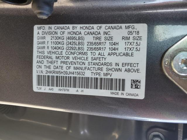 2HKRW5H39JH415632 - 2018 HONDA CR-V LX GRAY photo 13