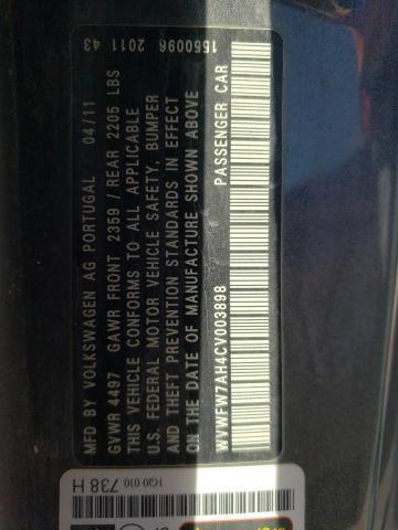 WVWFW7AH4CV003898 - 2012 VOLKSWAGEN EOS LUX 灰色 照片 12