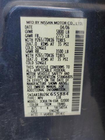 5N1AR18U26C655884 - 2006 NISSAN PATHFINDER LE 灰色 照片 12