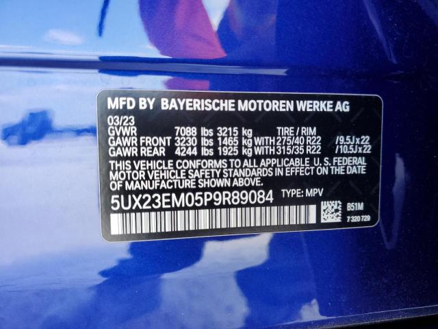 5UX23EM05P9R89084 - 2023 BMW X7 XDRIVE40I BLUE photo 12