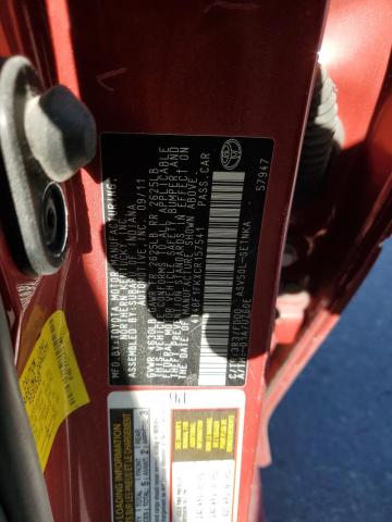 4T4BF1FKXCR157541 - 2012 TOYOTA CAMRY BASE RED photo 12
