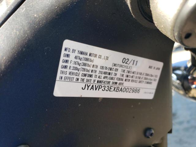 JYAVP33EXBA002986 - 2011 YAMAHA XVS1300 CU BLUE photo 10