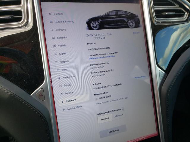 5YJSA1E25FF115869 - 2015 TESLA MODEL S შავი ფოტო 9