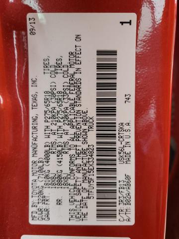 5TFUY5F15EX334823 - 2014 TOYOTA TUNDRA DOUBLE CAB SR/SR5 RED photo 12