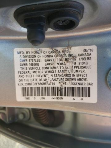 2HGFC2F58GH553714 - 2016 HONDA CIVIC LX SILVER photo 12