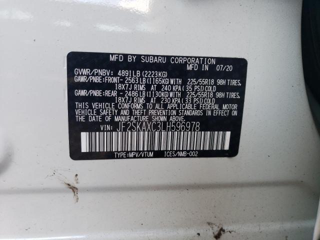 JF2SKAXC3LH596978 - 2020 SUBARU FORESTER TOURING თეთრი ფოტო 13