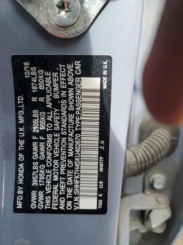 SHHFK7H45KU402670 - 2019 HONDA CIVIC SPORT 蓝色 照片 12