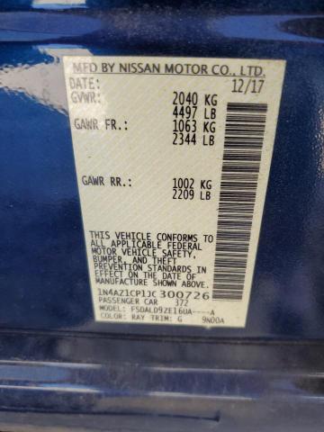 1N4AZ1CP1JC300726 - 2018 NISSAN LEAF S BLUE photo 12