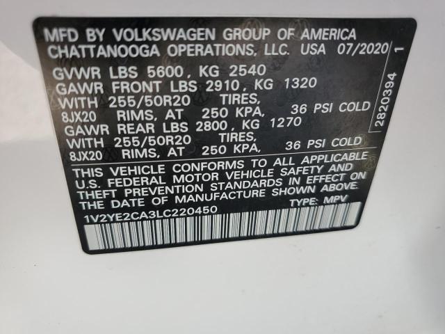 1V2YE2CA3LC220450 - 2020 VOLKSWAGEN ATLAS CROS SE WHITE photo 13