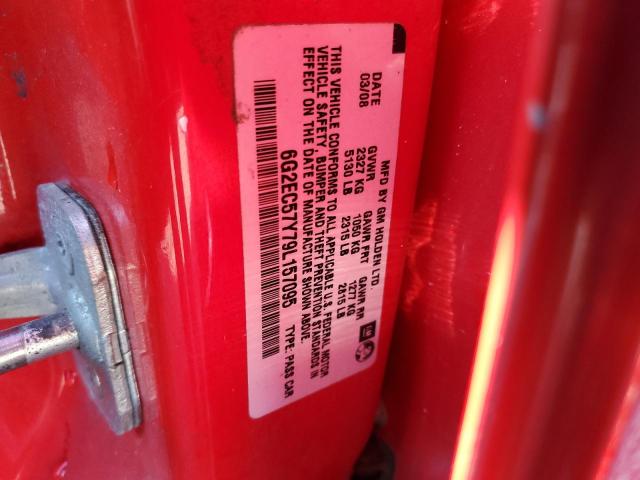 6G2EC57Y79L157095 - 2009 PONTIAC G8 GT RED photo 12