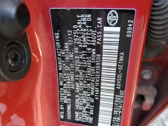 4T4BF1FK5ER369508 - 2014 TOYOTA CAMRY L RED photo 12