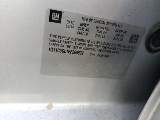 1G11C5SL1EF265572 - 2014 CHEVROLET MALIBU 1LT 银色 照片 12
