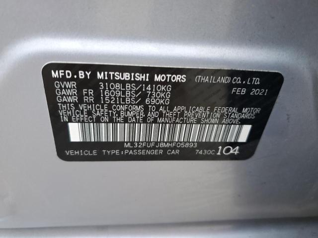 ML32FUFJ8MHF05893 - 2021 MITSUBISHI MIRAGE G4 ES SILVER photo 12