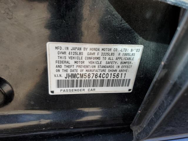 JHMCM56764C015611 - 2004 HONDA ACCORD EX BLACK photo 12