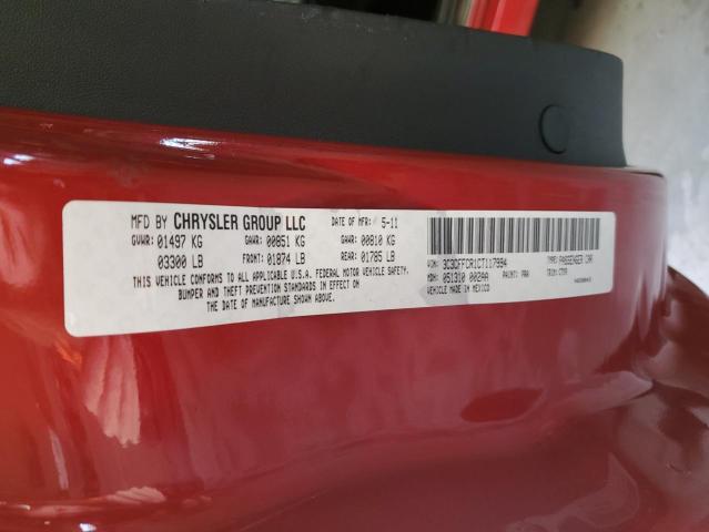 3C3CFFCR1CT117994 - 2012 FIAT 500 LOUNGE RED photo 12