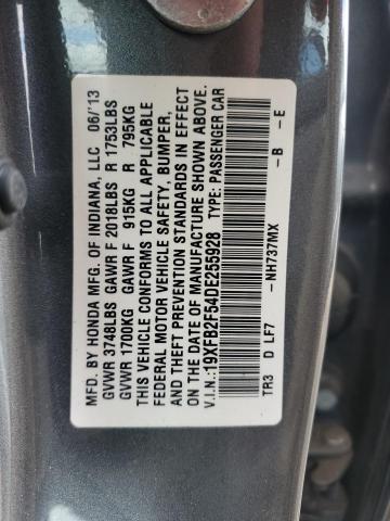 19XFB2F54DE255928 - 2013 HONDA CIVIC LX GRAY photo 12