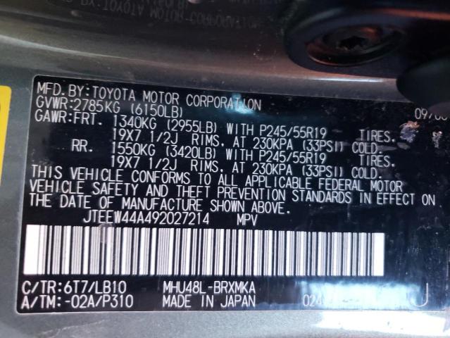 JTEEW44A492027214 - 2009 TOYOTA HIGHLANDER HYBRID LIMITED GREEN photo 13