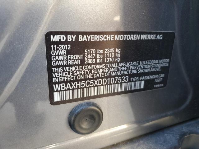 WBAXH5C5XDD107533 - 2013 BMW 528 XI SILVER photo 12