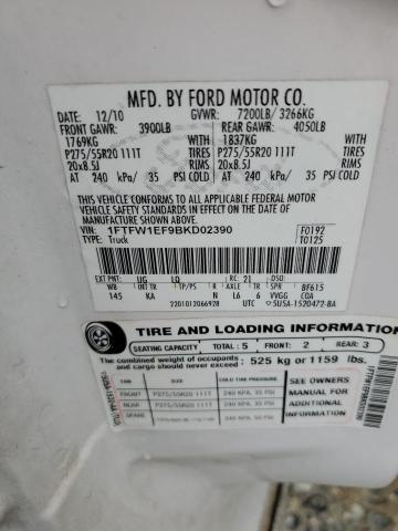 1FTFW1EF9BKD02390 - 2011 FORD F150 SUPERCREW TWO TONE photo 12