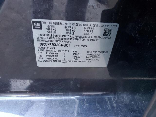 3GCUKREC6FG443051 - 2015 CHEVROLET SILVERADO K1500 LT CHARCOAL photo 12