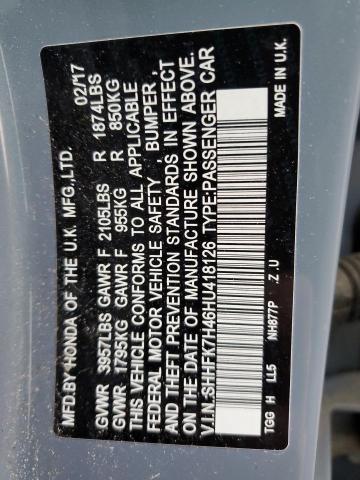 SHHFK7H46HU418126 - 2017 HONDA CIVIC SPORT 蓝色 照片 12