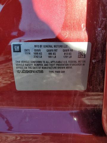 1G1JC5SH3F4147595 - 2015 CHEVROLET SONIC LT MAROON photo 12