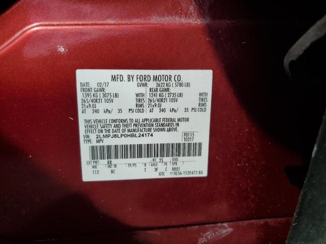 2LMPJ8LP0HBL24174 - 2017 LINCOLN MKX RESERVE Կարմիր լուսանկար 14