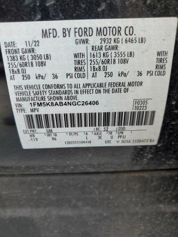 1FM5K8AB4NGC26406 - 2022 FORD EXPLORER POLICE INTERCEPTOR შავი ფოტო 13